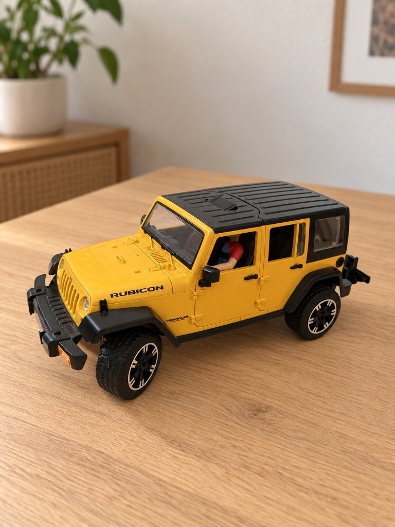 Gele Jeep Wrangler Rubicon speelgoedauto, Ophalen of Verzenden, Zo goed als nieuw, Afstandsbediening