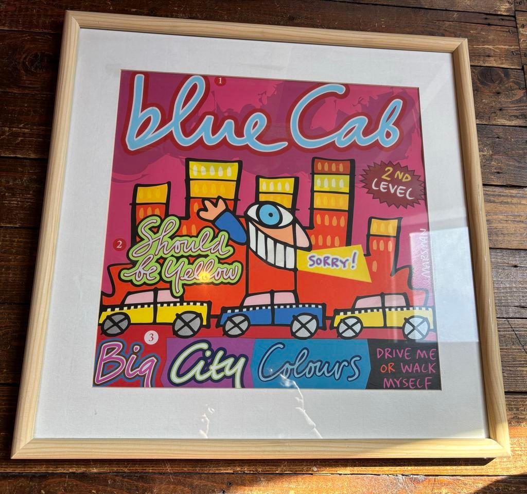 Jean Paul Marsman zeefdruk Blue Cab 50x50 cm, Ophalen of Verzenden