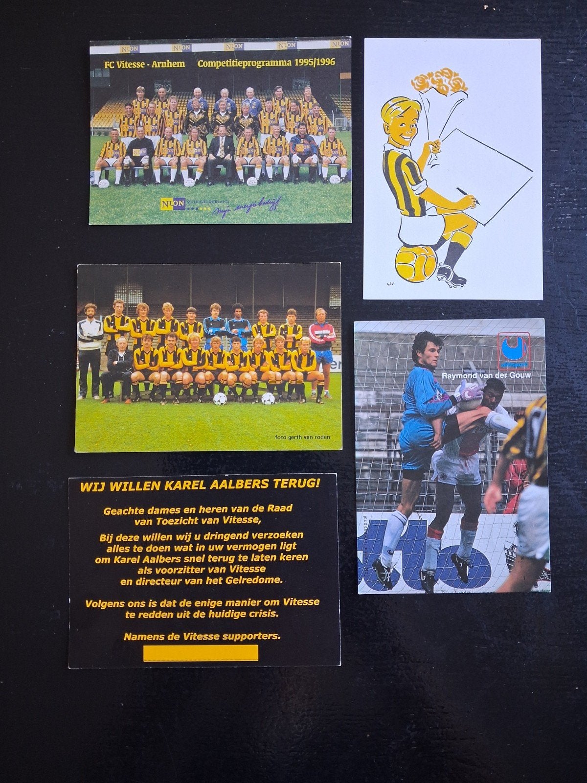 2  Vitesse elftal kaarten en spelerskaart en 2 andere., Verzamelen, Ophalen of Verzenden, Zo goed als nieuw, Vitesse, Spelerskaart