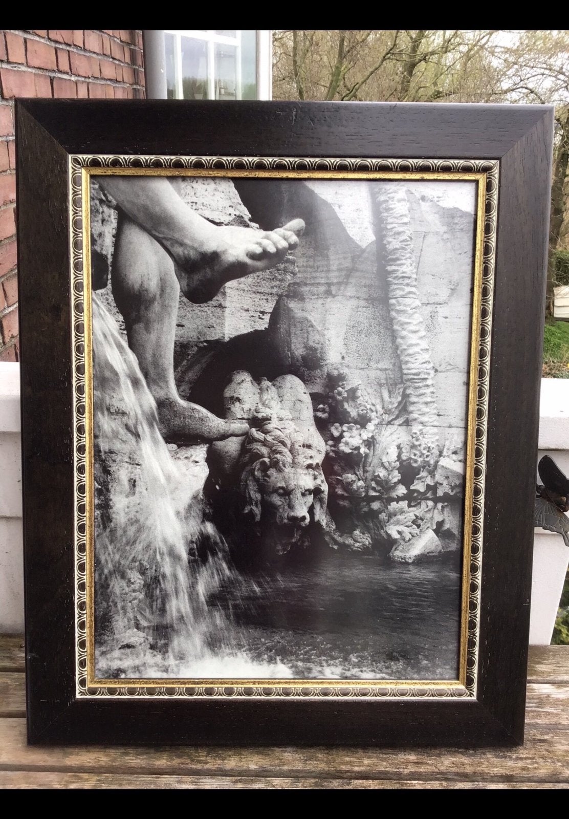 Schilderijlijst. Donkerbruin met goud / zilver rand. 40 x 50, Ophalen
