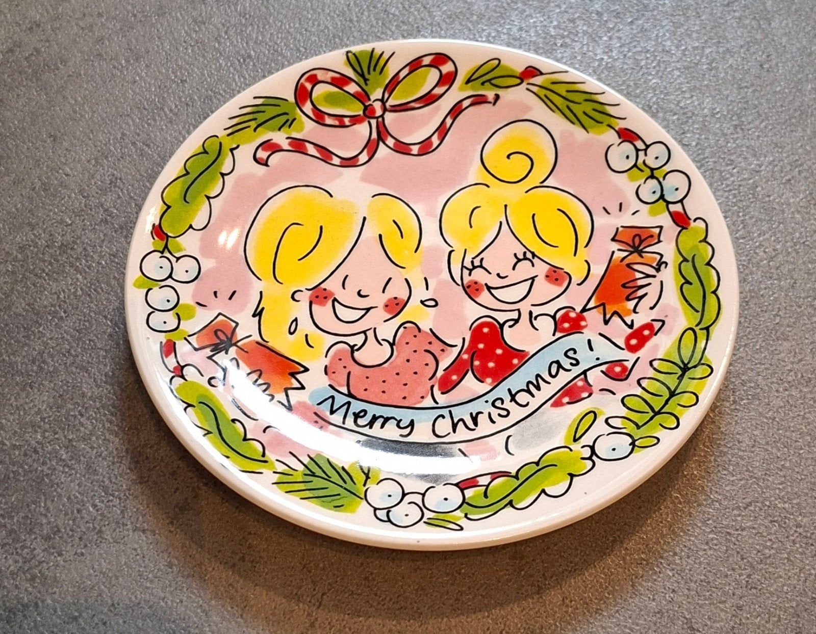 Kerstbordje met vrolijke illustratie - 'Merry Christmas', Ophalen of Verzenden, Zo goed als nieuw, Blond Amsterdam