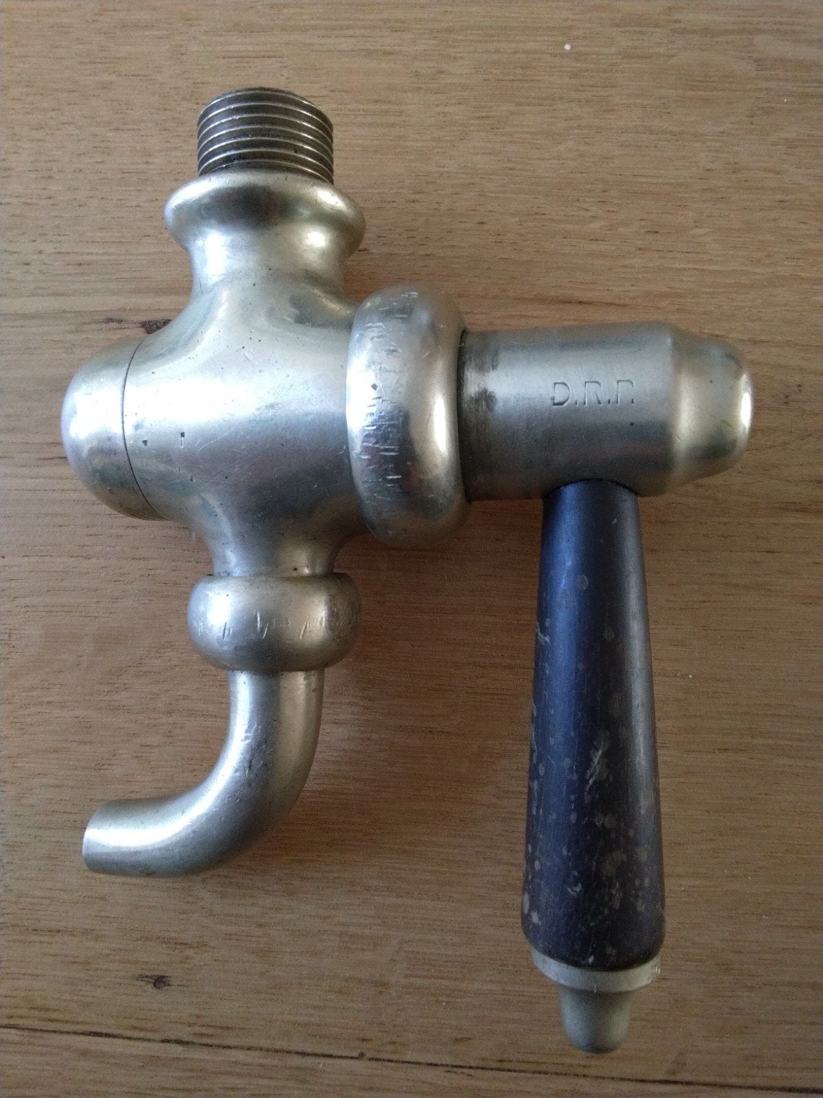 Set van 3 Antieke Messing Kranen met Houten Handvat, Ophalen of Verzenden