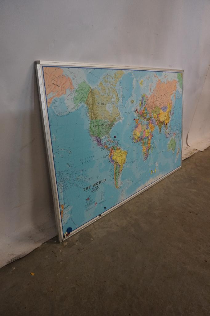 Wereldkaart magnetische landkaart bord 138x85,5, Landkaart, 1800 tot 2000, Wereld, Ophalen