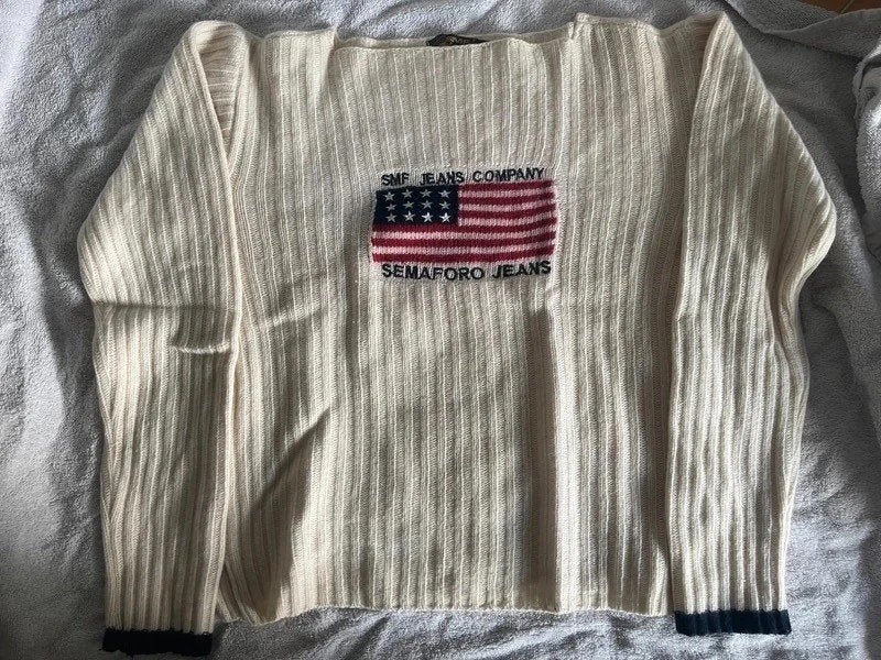 Vintage Casual Corner USA-trui maat L – 100% katoen, Kleding | Dames, Ophalen of Verzenden, Gedragen, Maat 42/44 (L), Blauw