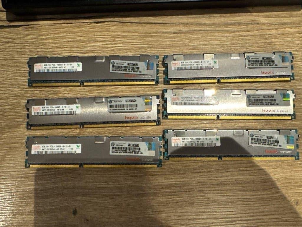6 stuks SK Hynix HMT31GR7BFR4A-H9 8GB 2Rx4 PCL3 10600R, Gebruikt, Server, 8 GB, DDR3