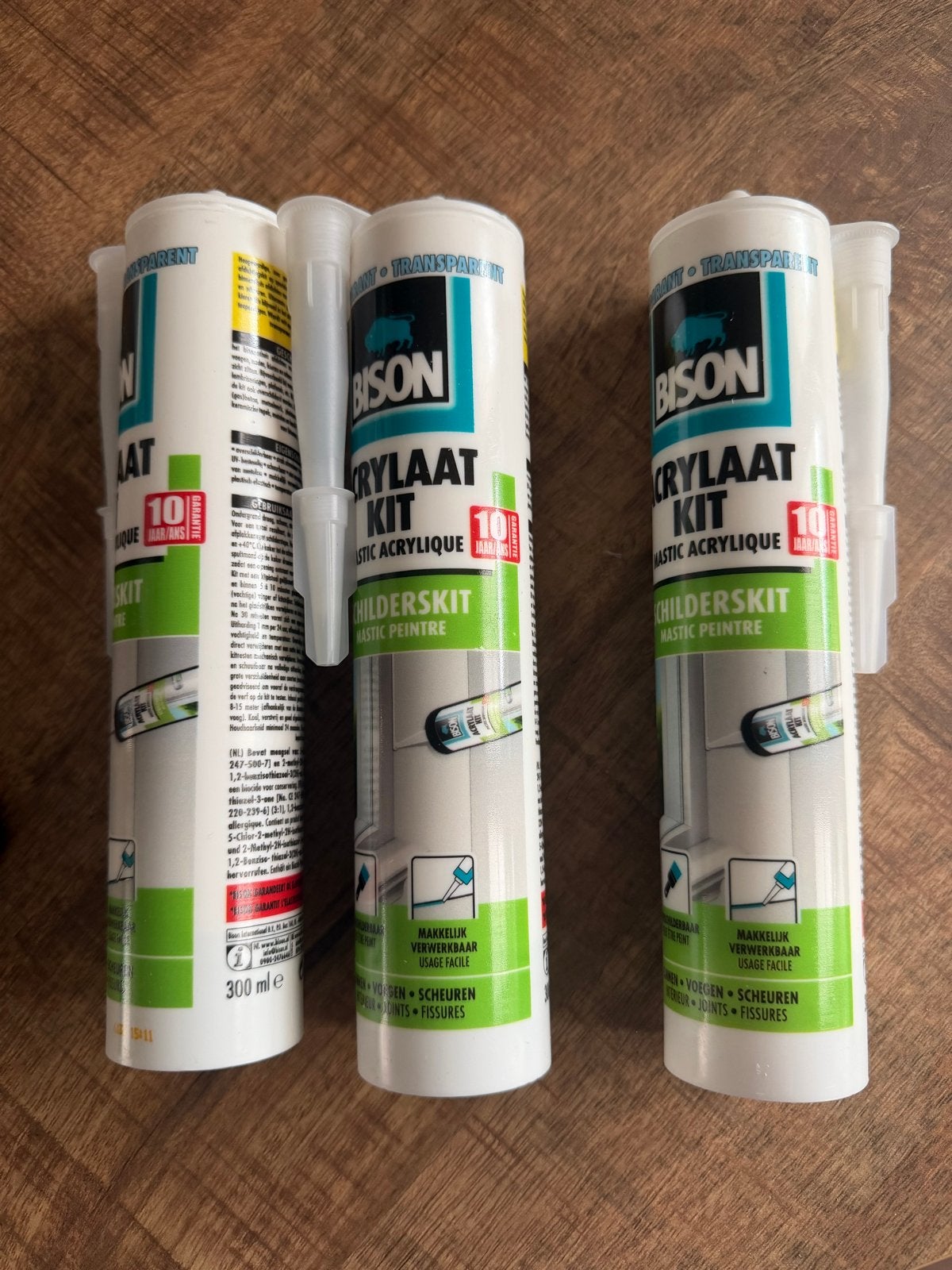 Bison Acrylaat Kit Transparant 300ml (3 stuks), Minder dan 5 liter, Ophalen, Nieuw, Wit