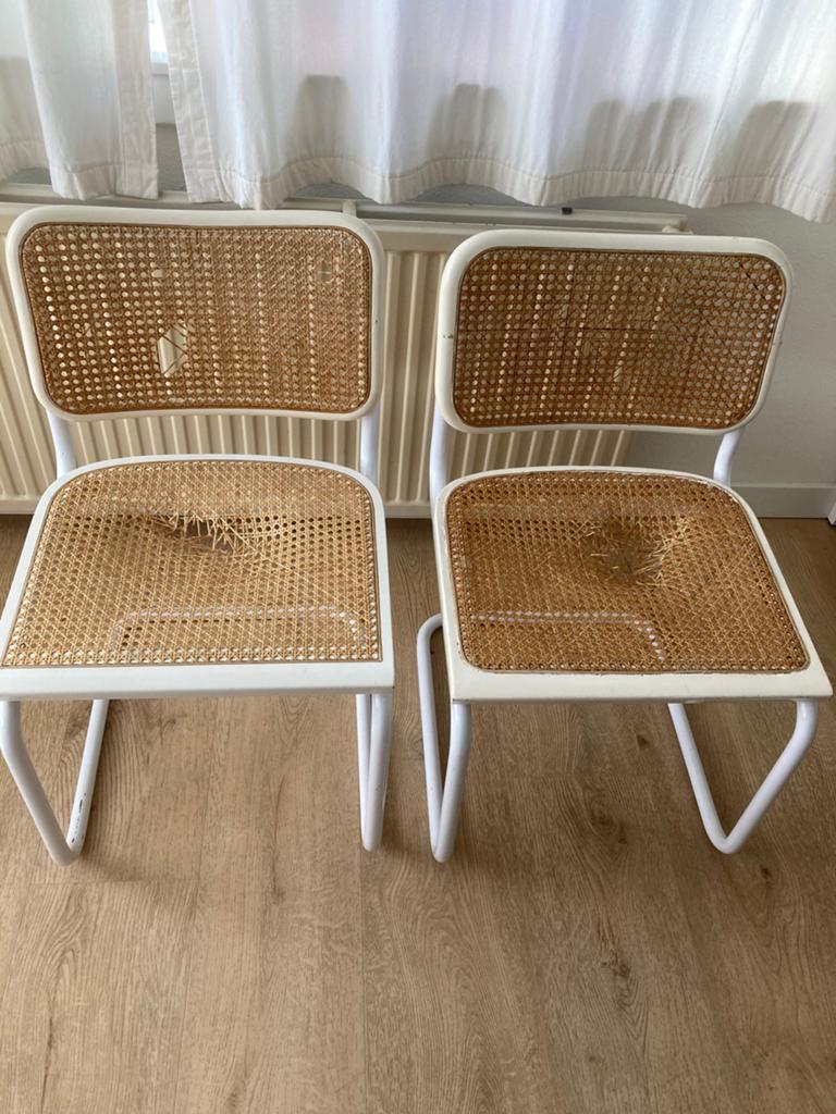 Twee witte Cesca stoelen - opknappers, Ophalen, Gebruikt, Twee, Wit