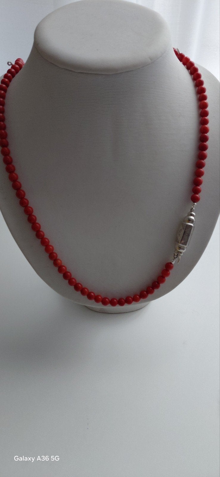bloedkoraal,zilv.staafslot 60 cm, Sieraden, Tassen en Uiterlijk, Verzenden, Zilver, Ketting