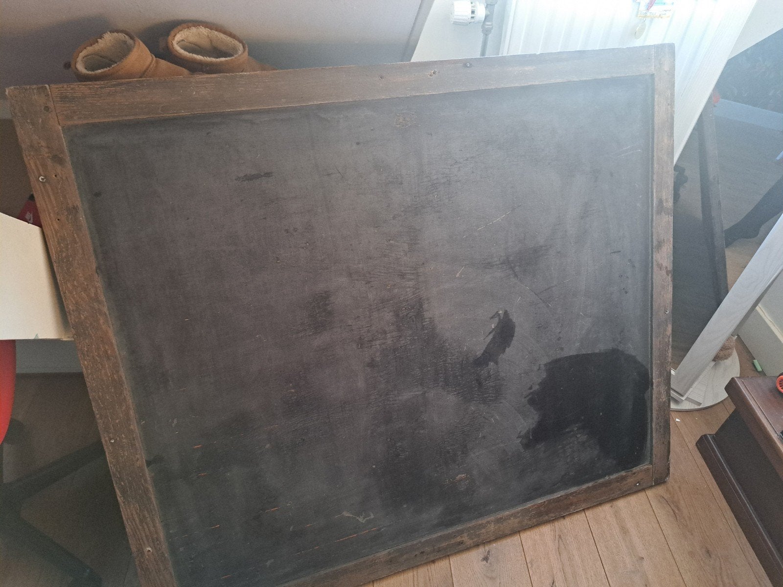 Vintage schoolbord met houten lijst 127 bij 107 cm, Ophalen