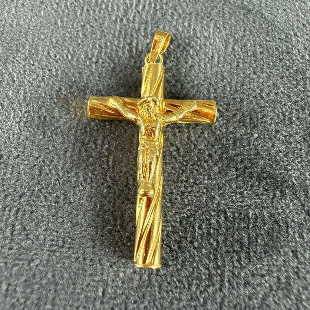 Gouden Hanger | 18k | 5,73g | kruis corpus | 3,6cm | 417215, Gebruikt, Ophalen of Verzenden, Kruis of Symbool, Goud