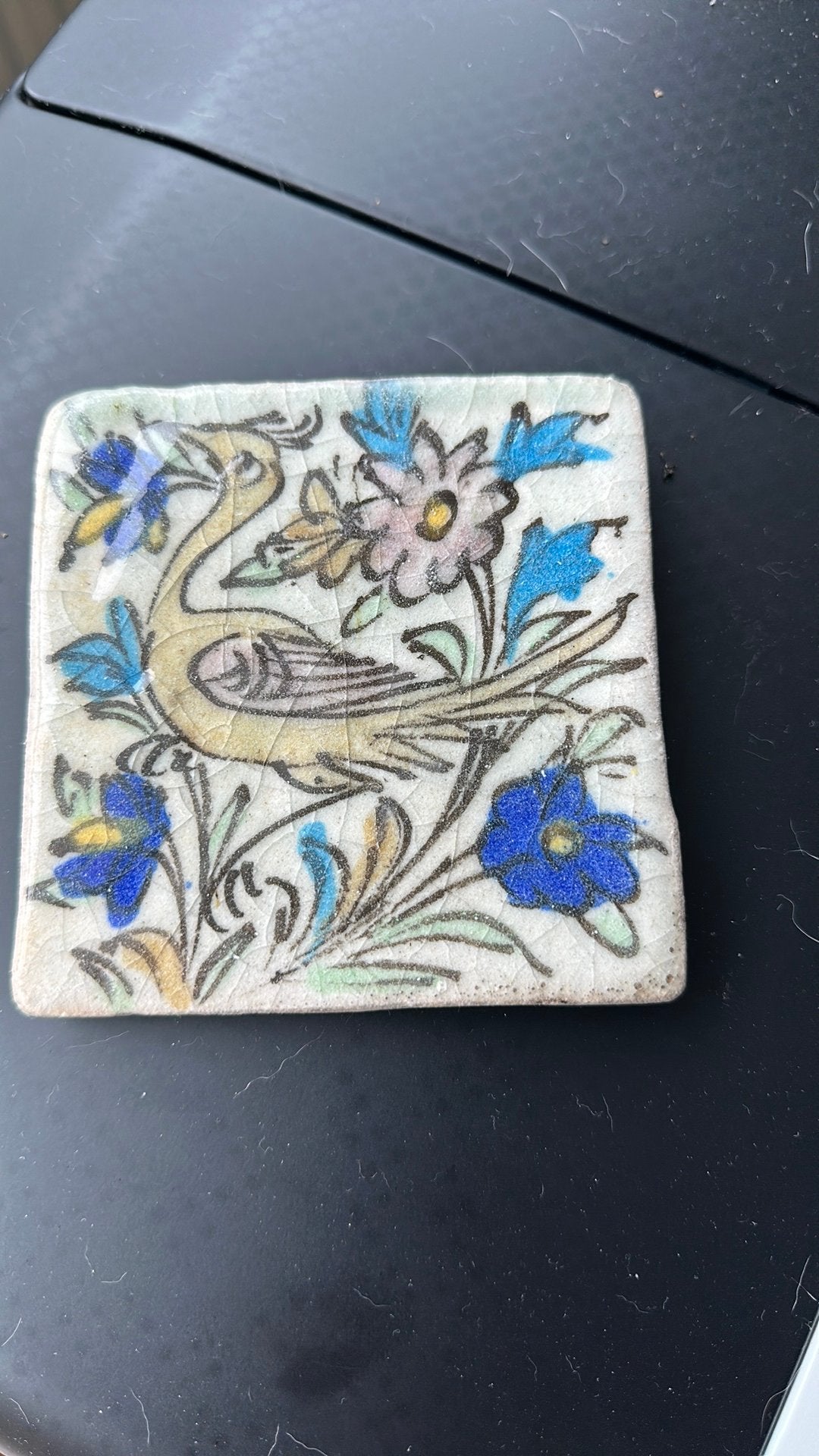 5x antieke Perzische Qajar polychrome tegel, handbeschilderd, Ophalen of Verzenden