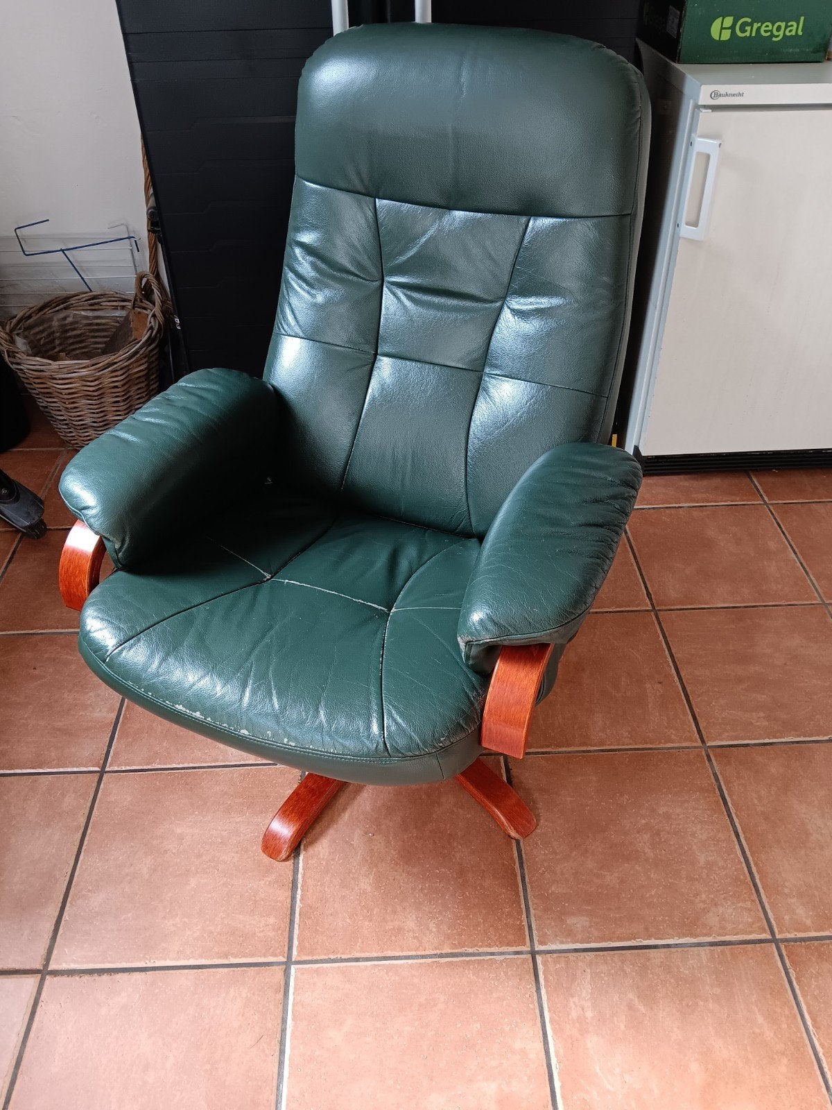 Fauteuil kleur groen, Ophalen, Gebruikt, 75 tot 100 cm, 50 tot 75 cm