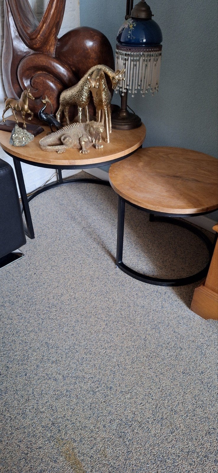 Mango hout Metale Bijzettafeltjes, Ophalen, Minder dan 55 cm, Rond, Hout