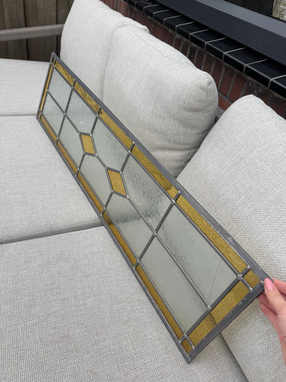 Glas in lood ramen (6 stuks, 1 klein, enkele beschadigd), Doe-het-zelf en Verbouw, Glas en Ramen, Ophalen, Gebruikt, 80 tot 120 cm