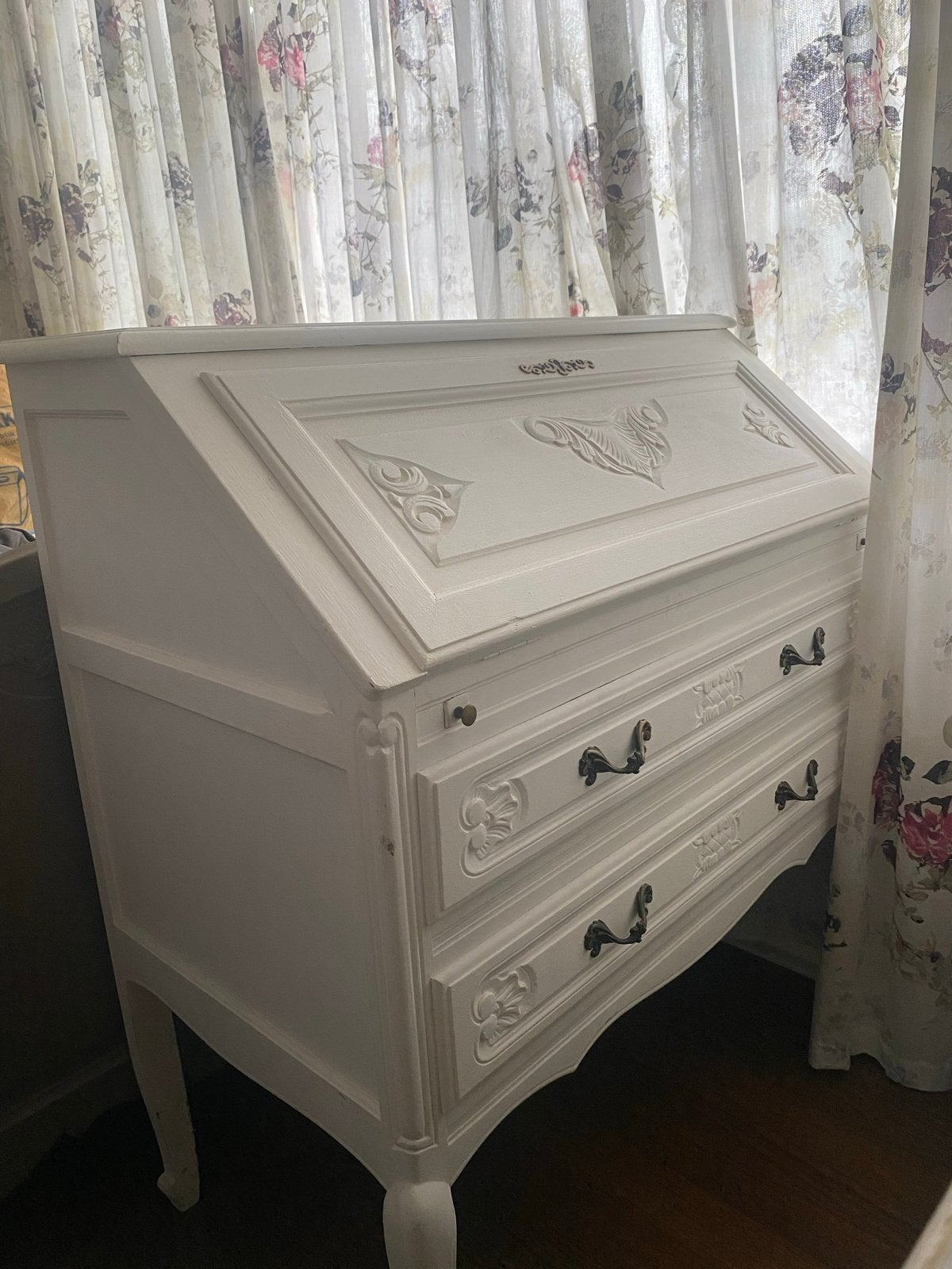 Antiek wit secretaire bureau - 48x86,5x94 cm, Ophalen