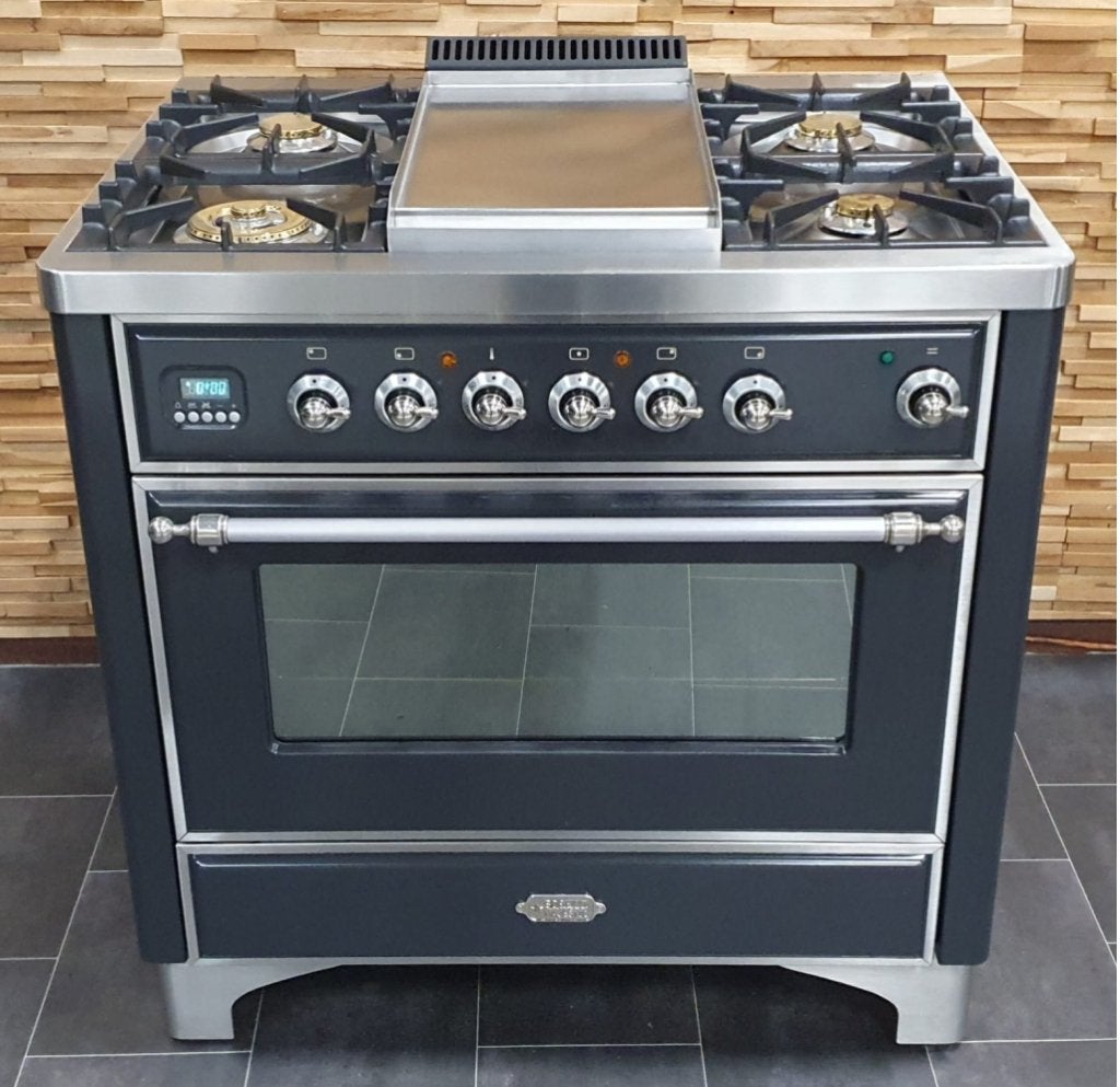 Luxe Boretti Majestic Fornuis 91cm antraciet + rvs frytop, Witgoed en Apparatuur, Niet ingevuld, 60 cm of meer, Niet ingevuld