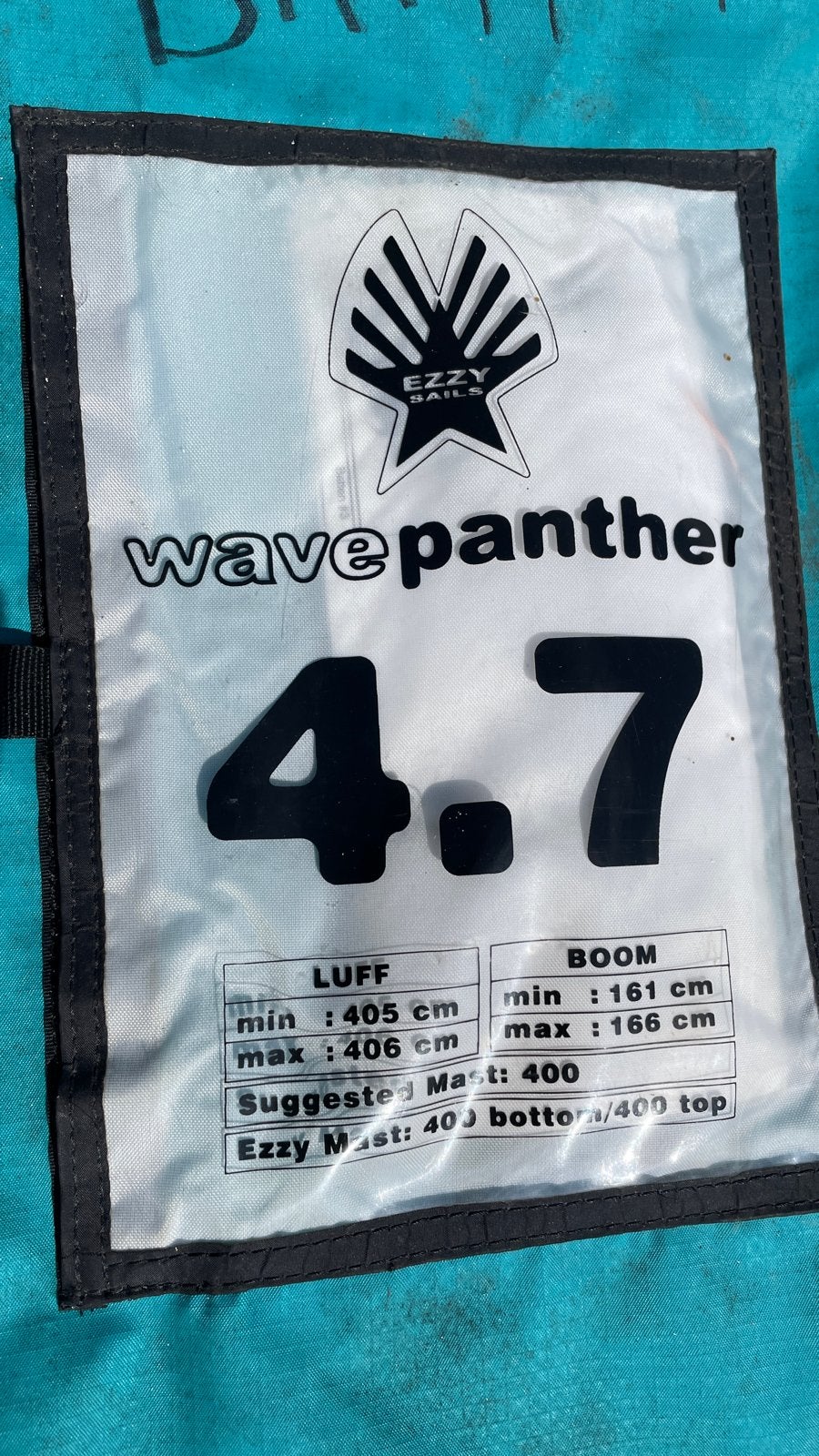 Waveset: Ezzy Wave Panther 4.7 + Unifiber C60 400 RDM CC, Ophalen, Met mast, Gebruikt, 3.5 tot 5 m²