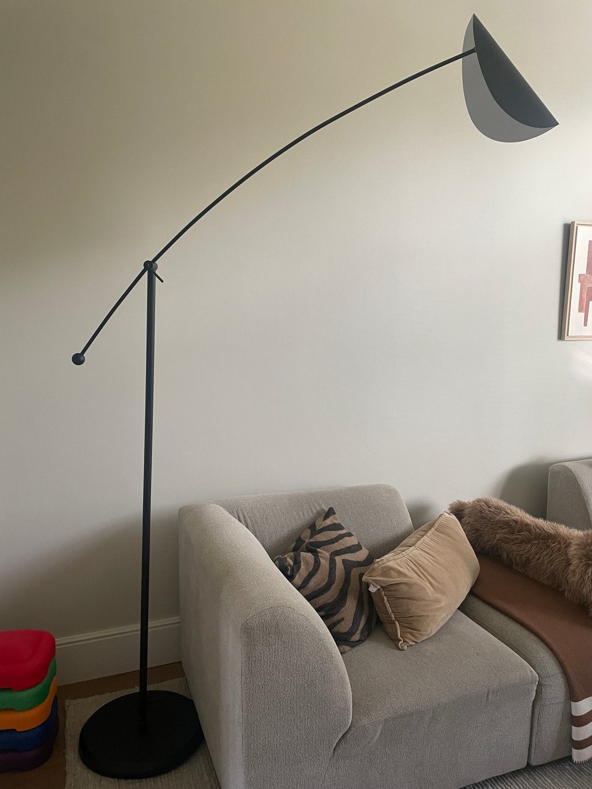 Moderne booglamp met metalen kap, Huis en Inrichting, Ophalen, 200 cm of meer, E27 (groot), Zo goed als nieuw