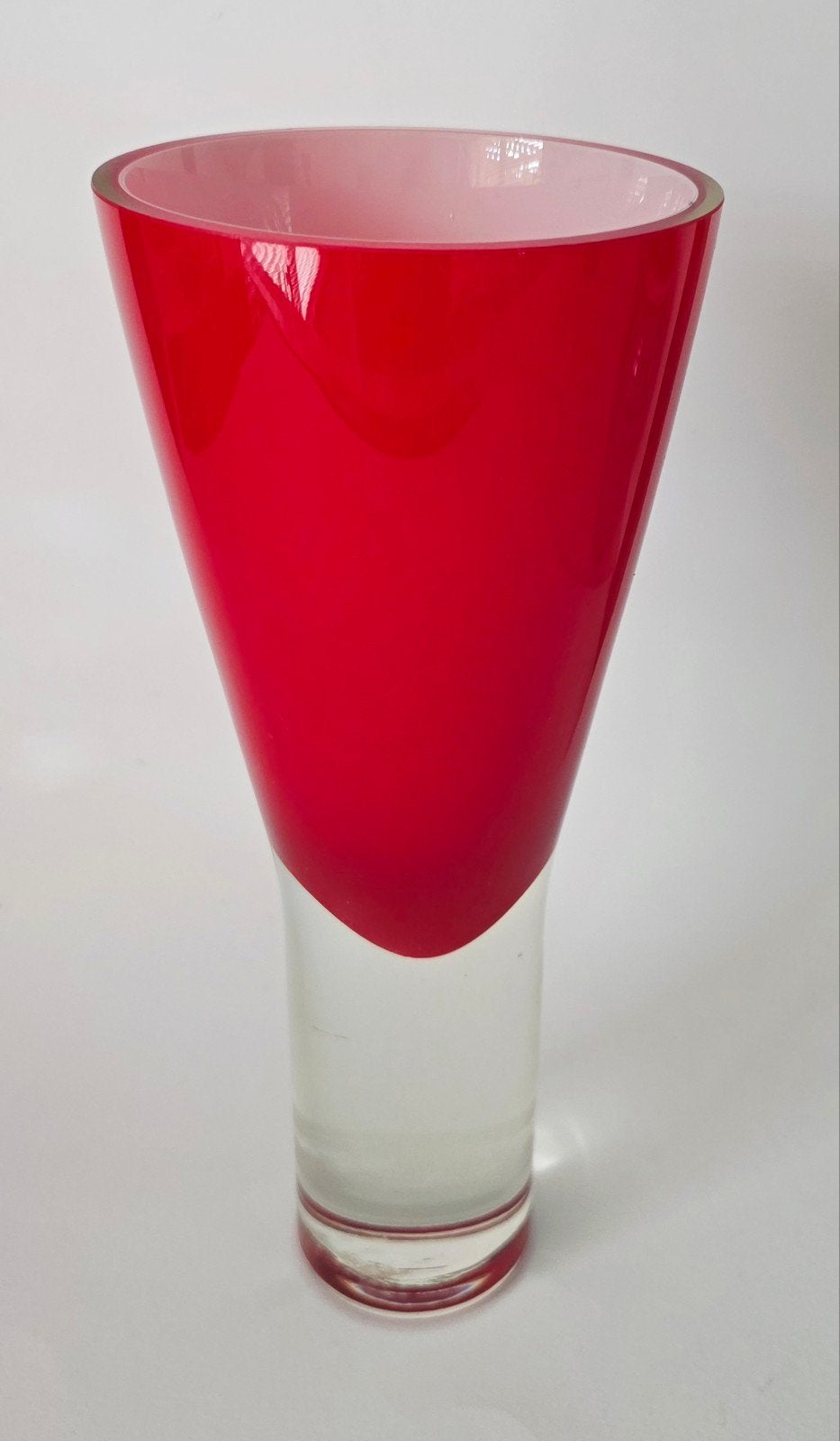 Murano Sommerso Vaas Rood - H 27cm, 1.6kg, Ophalen of Verzenden