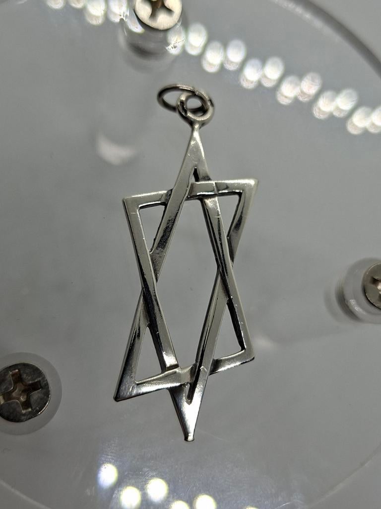 Massief Zilveren Davidster Kettinghanger 835 Amsterdam, Ophalen of Verzenden, Zo goed als nieuw, Kruis of Symbool, Zilver