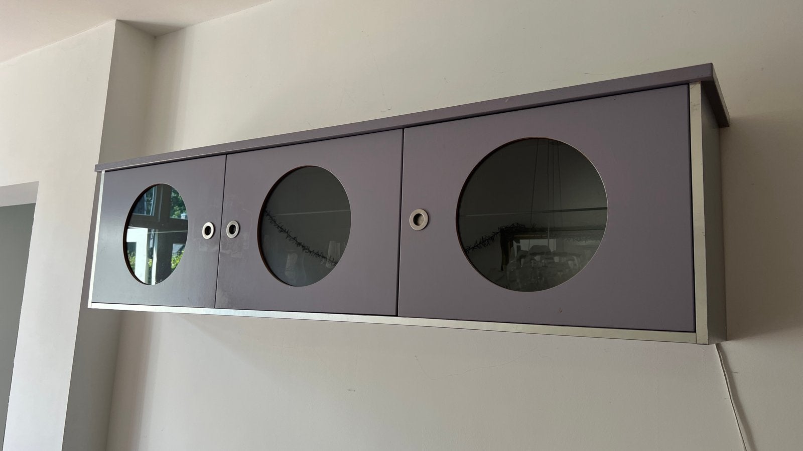 Hangende Vitrinekast Lila met Verlichting, Ophalen, Gebruikt, Glas, 150 tot 200 cm