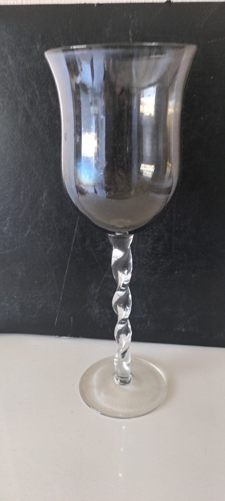 Brocante rookglas kelk met gedraaide voet, 28cm, Ophalen of Verzenden