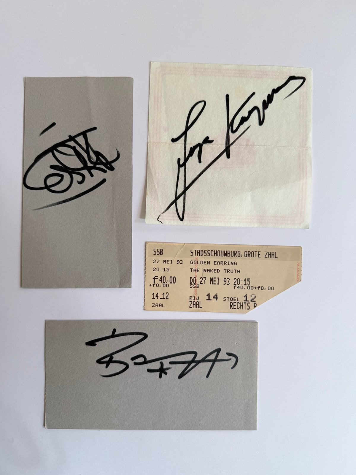 Handtekeningen Golden Earring Hay, Kooymans, Zuiderwijk, Ophalen of Verzenden, Zo goed als nieuw, Foto of Kaart