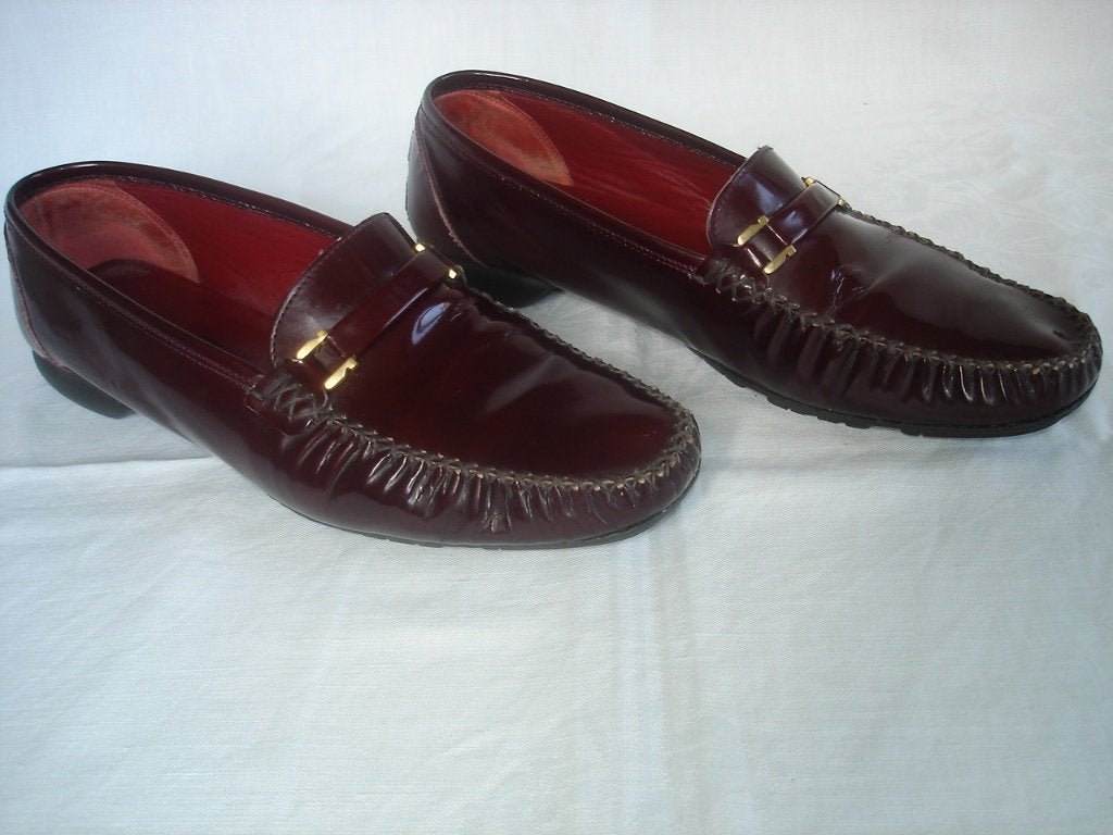 Salvatore Ferragamo loafers bordeaux leer maat 9,5 C Italy, Instappers, Ophalen of Verzenden, Salvatore Ferragamo Sport, Gedragen