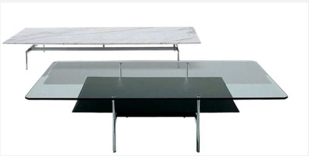 B&B Italia Diesis Salontafel zwart leer +2 glasplaten, Gebruikt, 100 tot 150 cm, KLASSIEK INDUSTRIEEL LOFT, 50 tot 100 cm