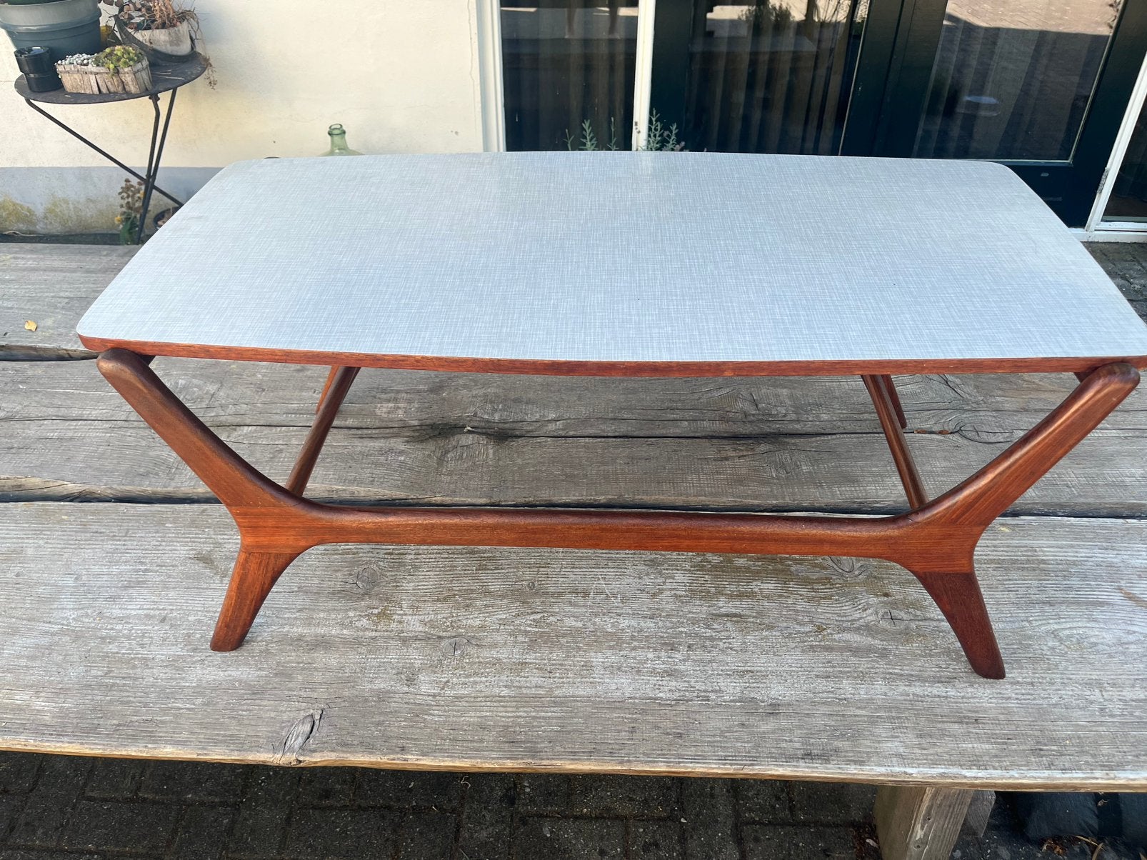 Vintage teak Teeffelen? Salontafel retro jaren 60 €195, Gebruikt, 100 tot 150 cm, Teakhout, Ophalen of Verzenden