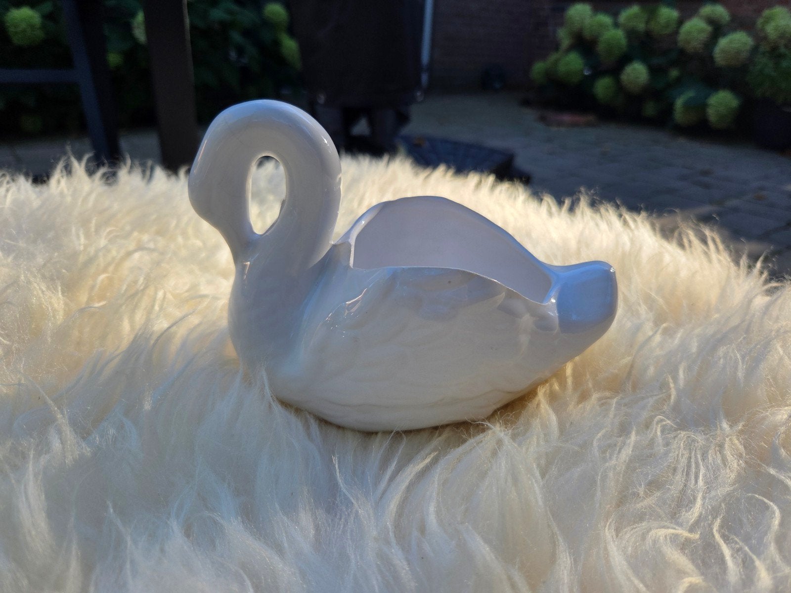 Witte vintage  zwaan bloempot / plantenbak, Antiek en Kunst, Ophalen of Verzenden