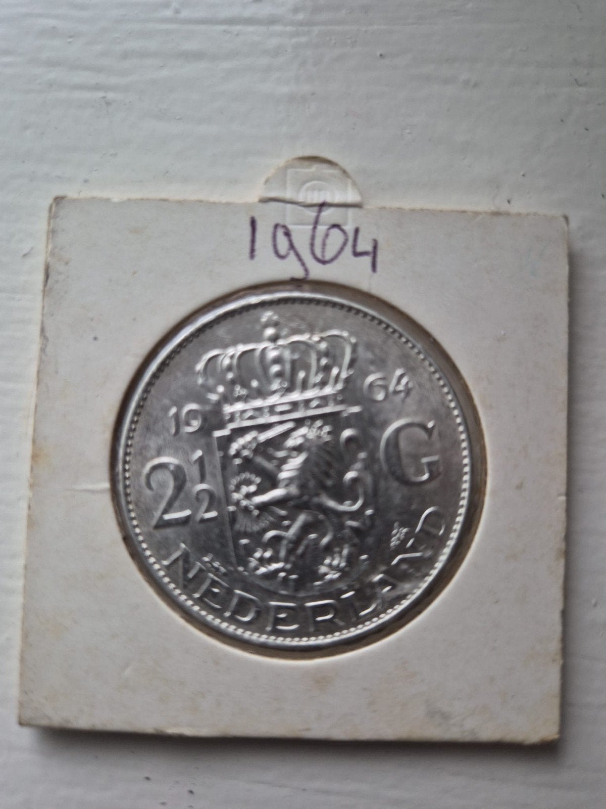 Zilveren 2½ Gulden Munt 1964 Juliana - Nieuwstaat, Koningin Juliana, Zilver, Ophalen of Verzenden, Losse munt