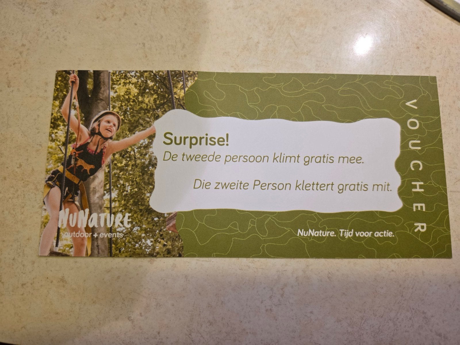 Nunature 2e persoon gratis klimmen, Kortingsbon