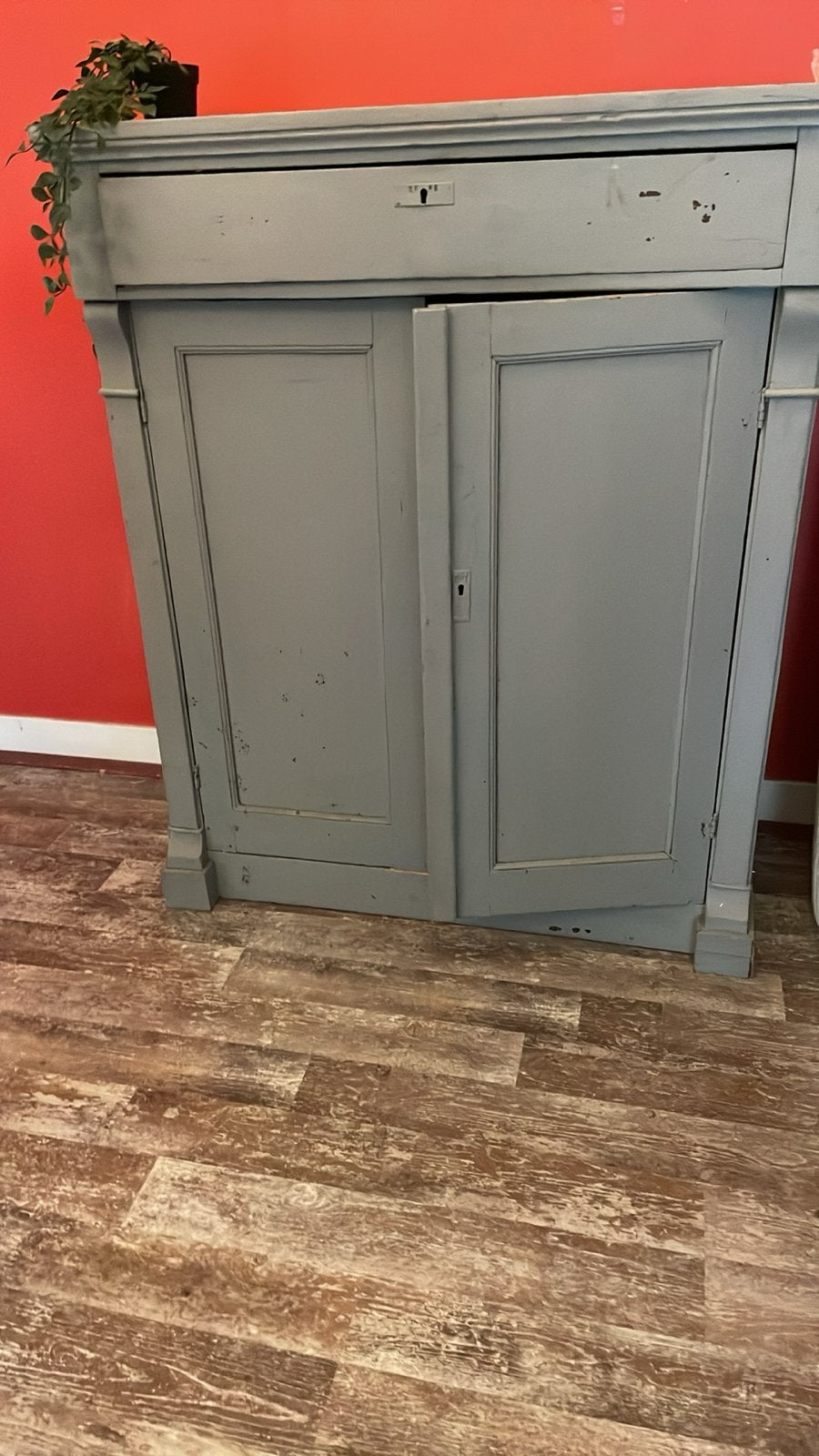 Vintage kast met 3 planken- Grijs - 130x35 cm, Ophalen of Verzenden