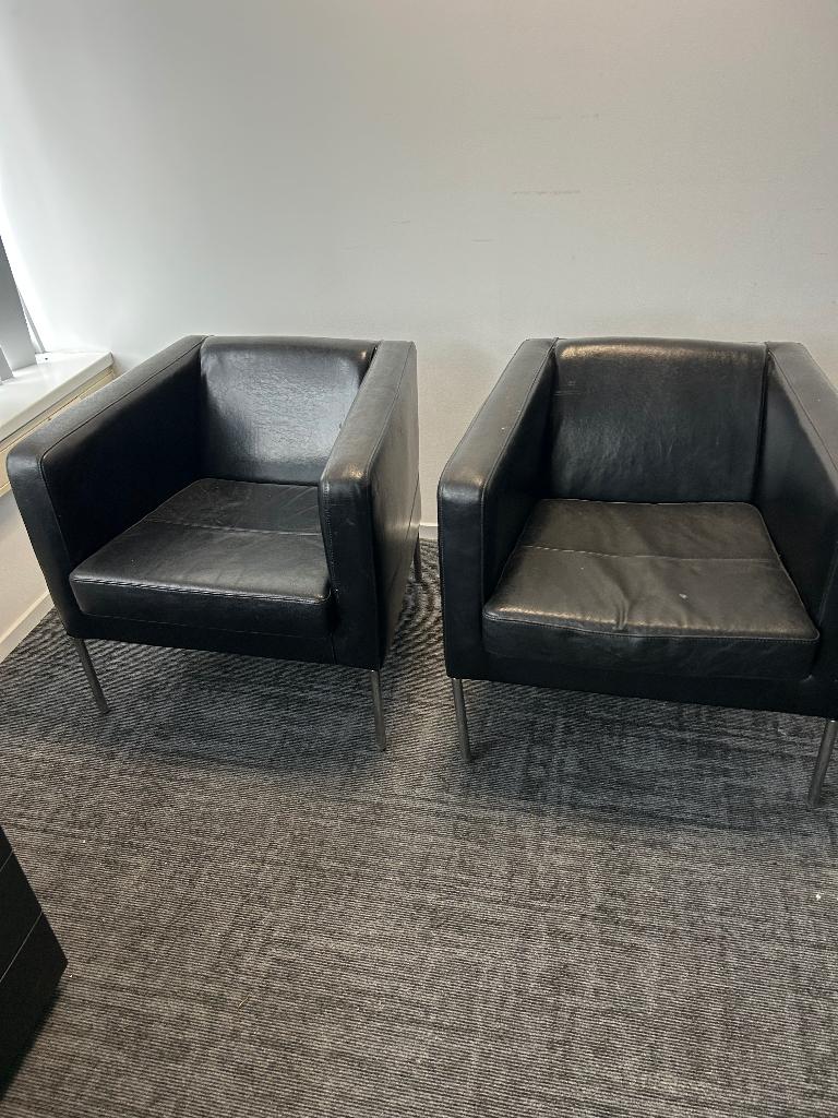 Leren stoelen 2 stuks, Ophalen, Gebruikt, Bruin, Leer
