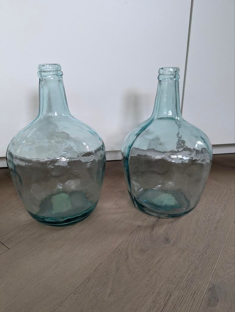 Twee glazen siervazen - Decoratieve flessen, Ophalen