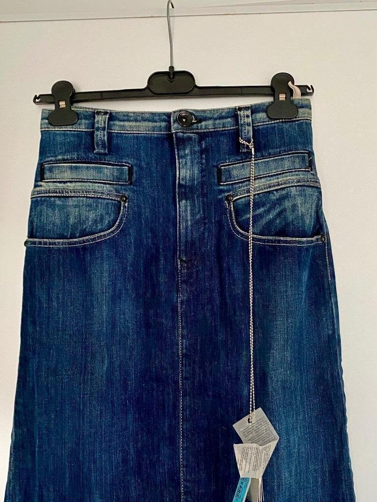 H706 Nieuw Nolita mt 36=S lange spijkerrok rok jeans spijker, Blauw, Nieuw, Ophalen of Verzenden, Knielengte