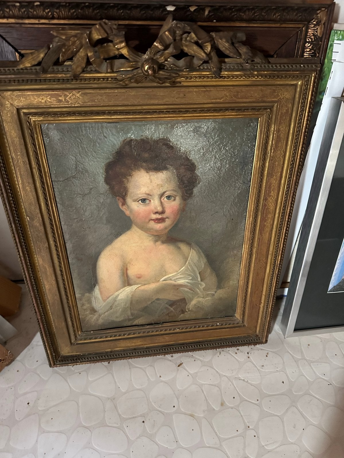 Antiek olieverfschilderij: Portret van een kind, Antiek en Kunst, Kunst | Schilderijen | Klassiek, Ophalen, Doek, Portret of Personen