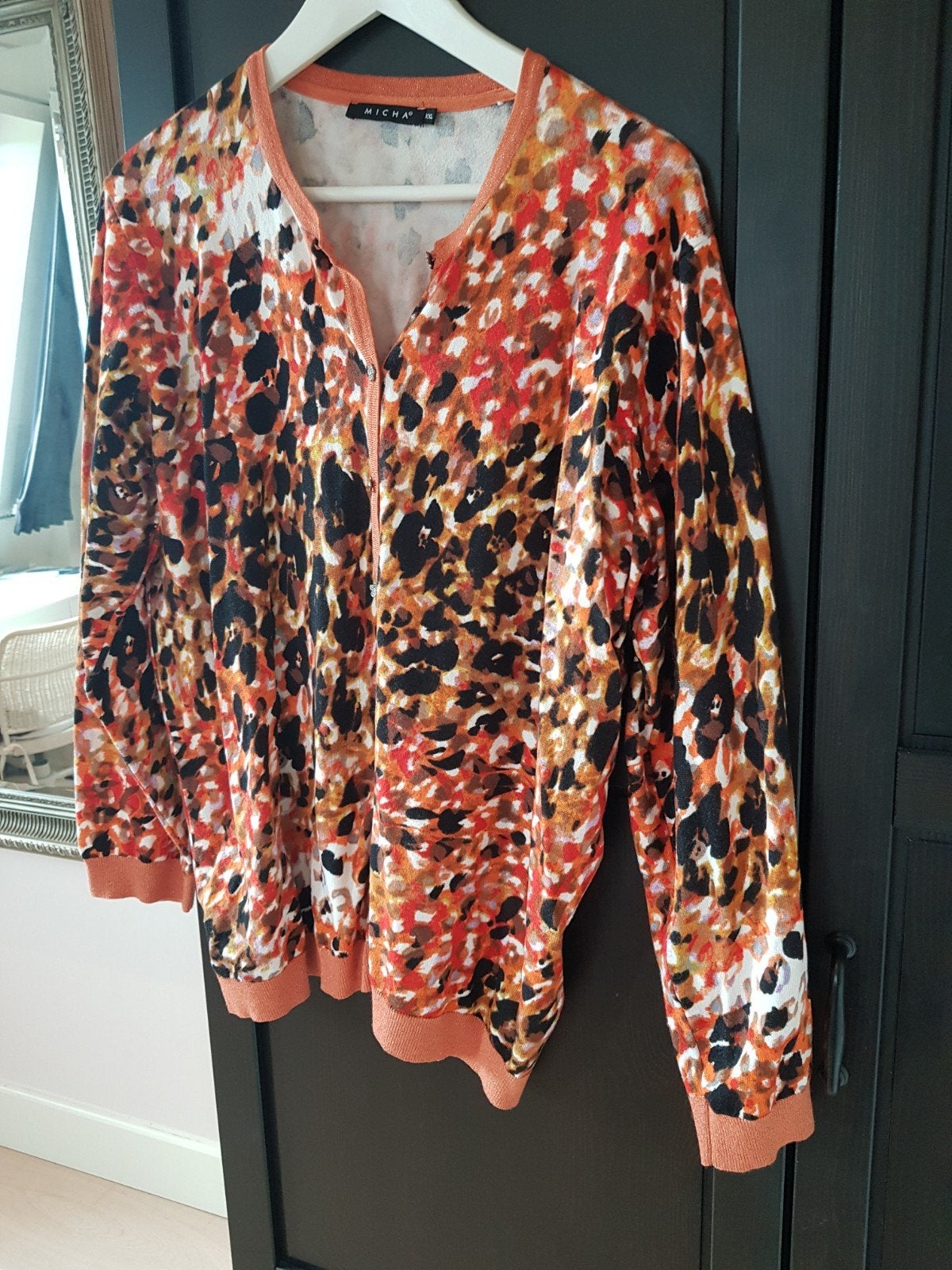 Micha Cardigan met Luipaardprint en Strass Knoopjes, Kleding | Dames, Maat 46/48 (XL) of groter, Oranje, Ophalen of Verzenden