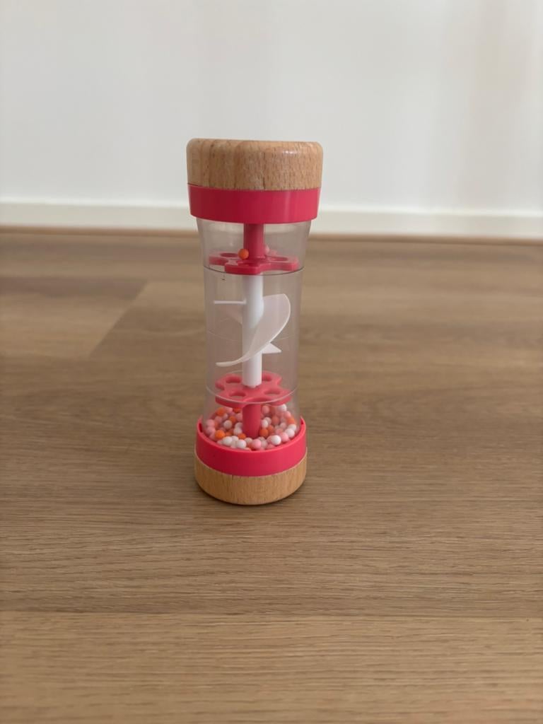 Houten Regenmaker – Roze / Naturel, Kinderen en Baby's, Speelgoed | Babyspeelgoed, Ophalen of Verzenden, Zo goed als nieuw, Overige typen