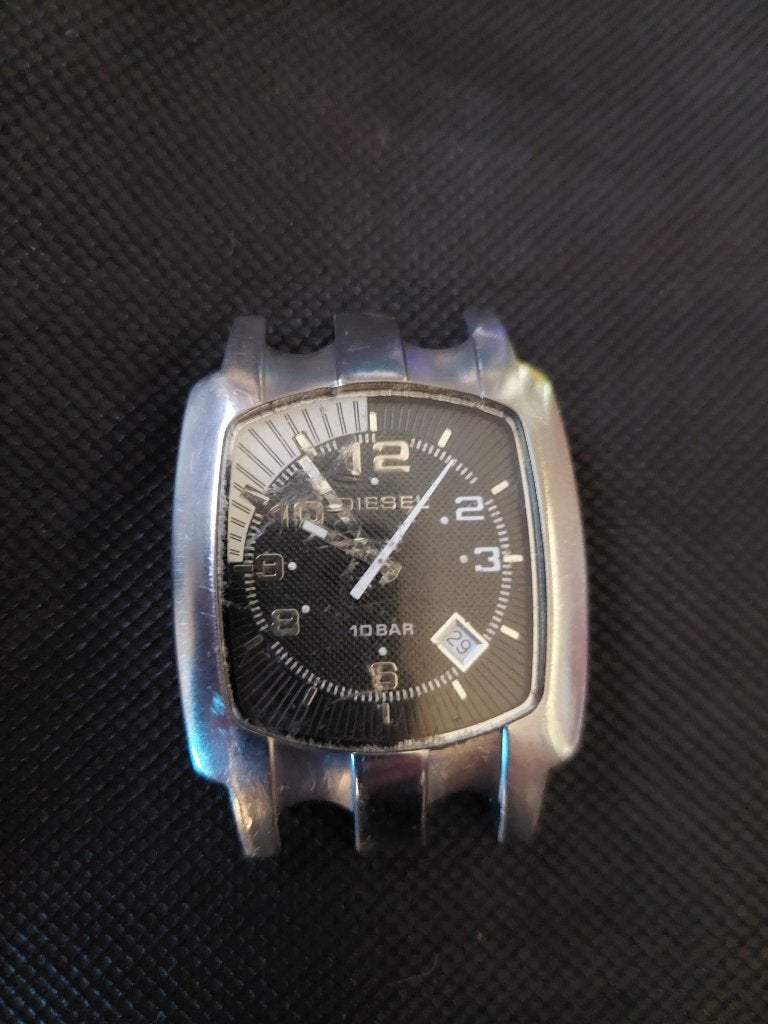 Diesel horloge DZ-4318 - Stoer vierkant design, Overige merken, Gebruikt, Staal, Polshorloge