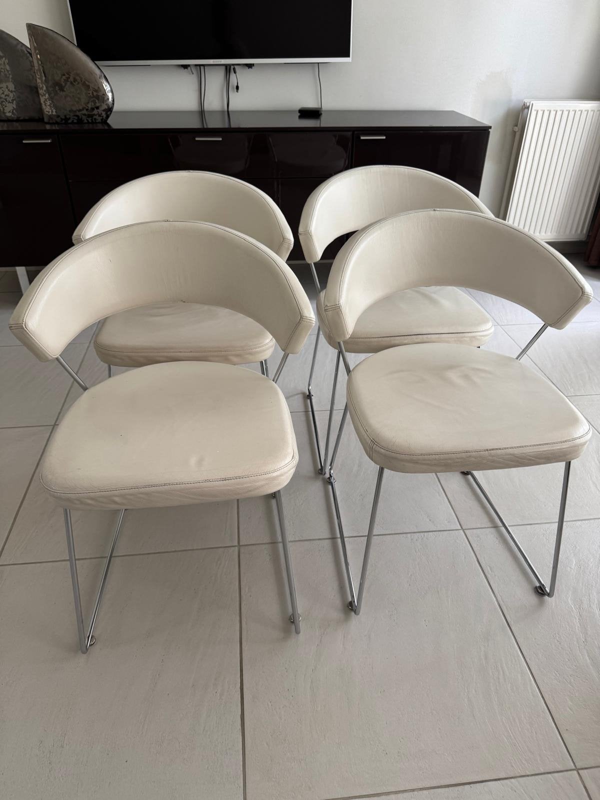 Eetkamerstoelen en Salontafel, Ophalen, Gebruikt, Wit, Vier