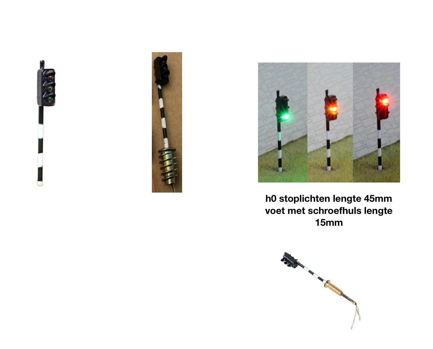 Stoplichten messing H0  set 4 stuks.met of zonder controller, Overige merken, Gelijkstroom, Overige typen, Nieuw