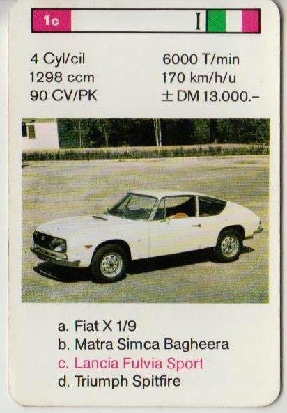 Kw440 autokaartje 1C lancia fulvia sport, Ophalen of Verzenden, Zo goed als nieuw, Auto's