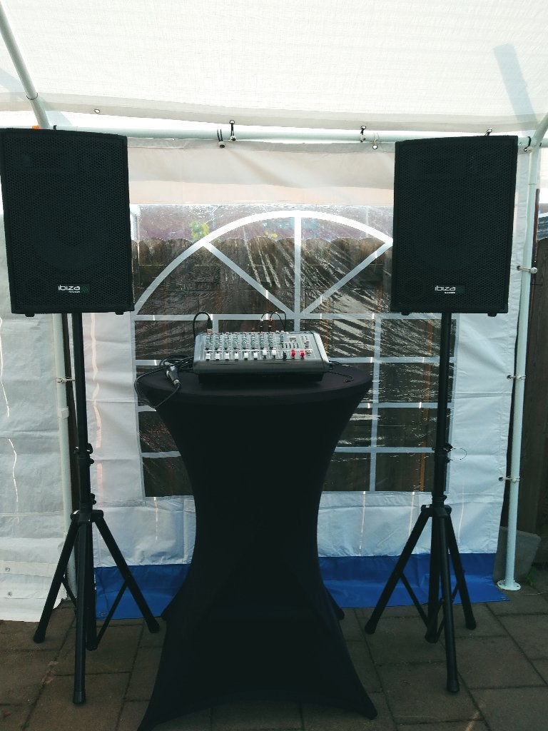 Geluidsinstallatie set 4 1000watt te huur €45 voor 3 dagen*, Ophalen, Gebruikt, Overige