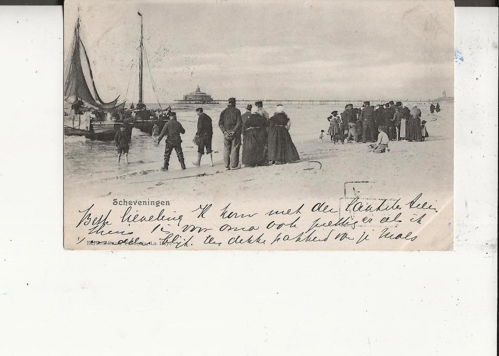 Scheveningen Binnenvarende pinken op het strand 12 oct 1903, Ophalen of Verzenden, Voor 1920, Gelopen, Zuid-Holland