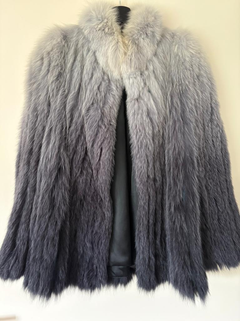 Luxe Bontjas met Ombre Effect - Grijs/Zwart, Kleding | Dames, Ophalen of Verzenden, Gedragen, Maat 38/40 (M), Grijs