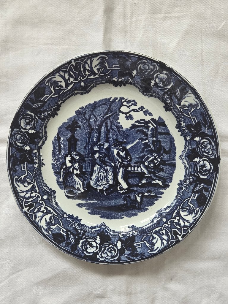 Delftsblauw wandbord P. Regout, decor DANCING, 23,0 cm., Ophalen of Verzenden