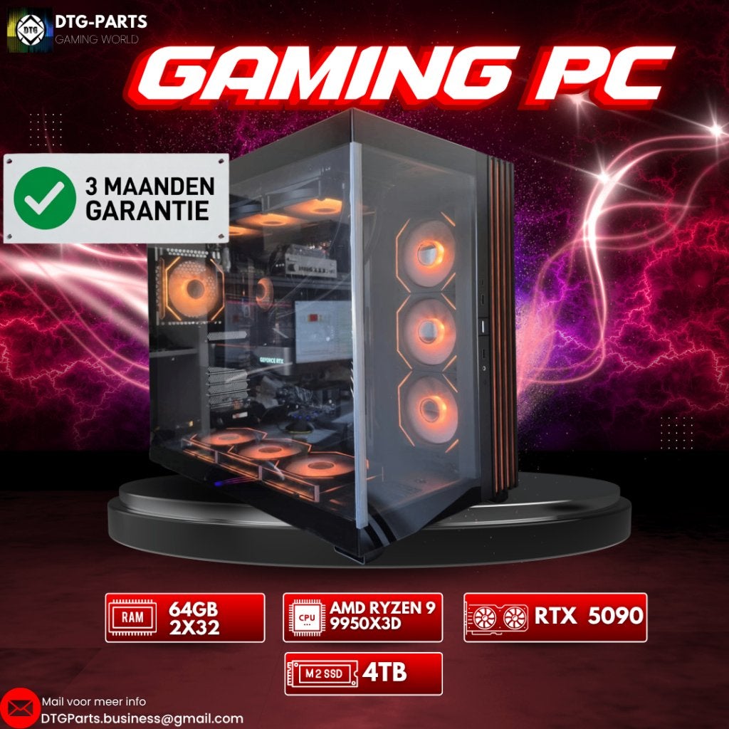 Gaming PC // RTX 5090 & AMD 9 9950X3D & 64GB & 4TB, Ophalen, 64 GB of meer, 7604 HM, DTGParts.Business@gmail.com