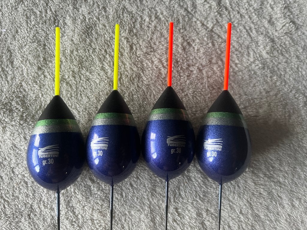 adv 173 / NIEUW set 4 dobbers TUBERTINI  30gr, Ophalen of Verzenden, Nieuw, Dobber of Lood